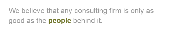 We believe that any consulting firm is only as good as the people behind it. 